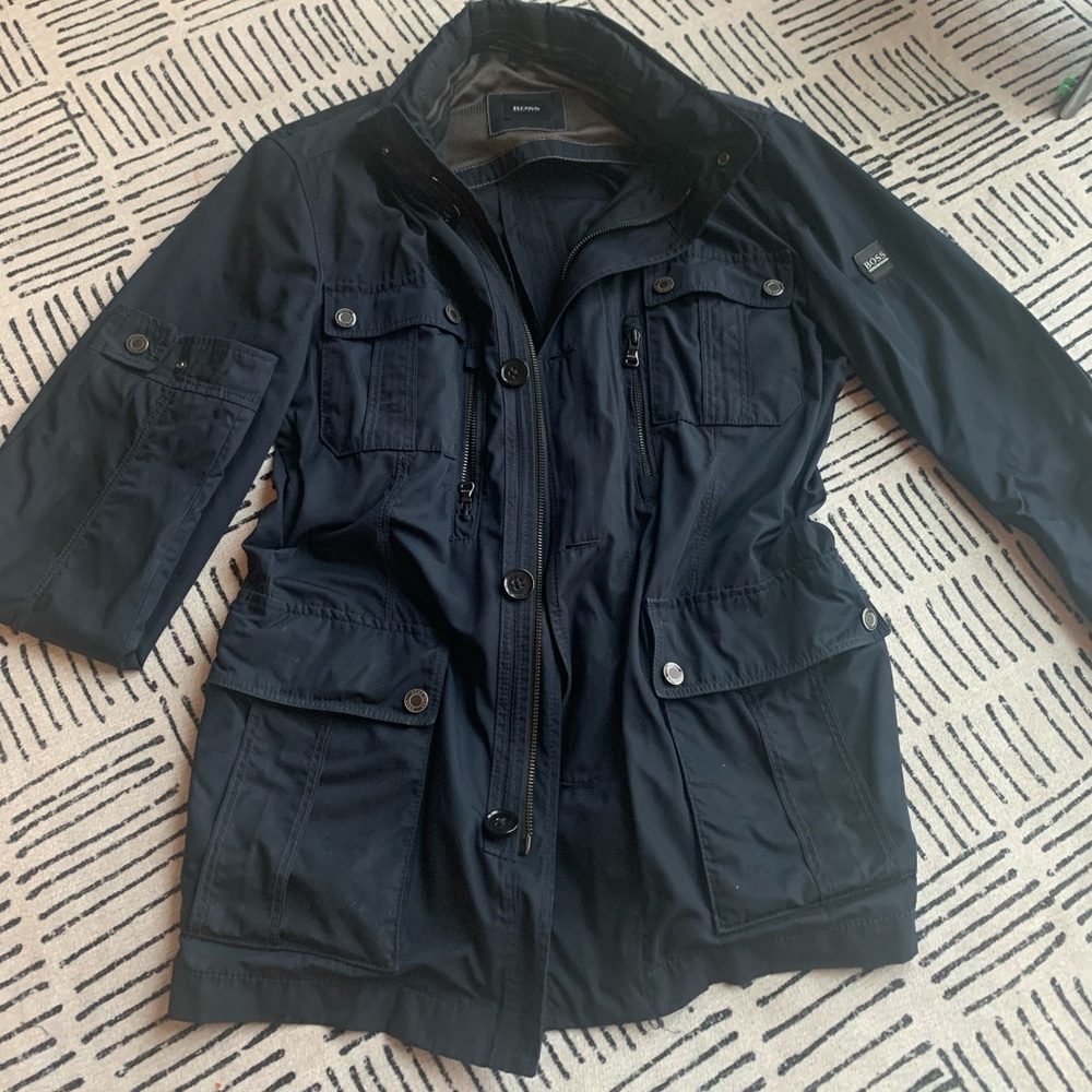 Hugo boss jacket. Husband is 6’1” and slim